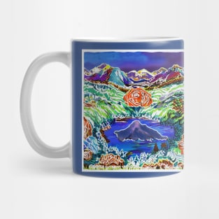 Trippy Mountains and Roses Mug